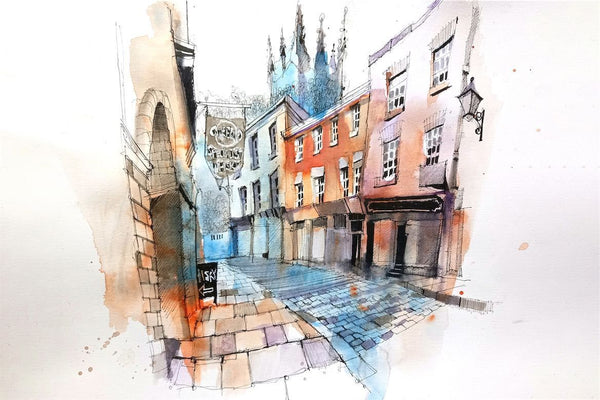 colorful sketch of a bridge