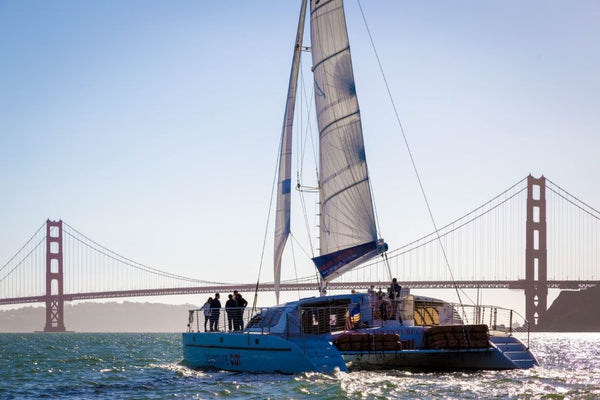 golden gate bridge and Adventure-Cat boat