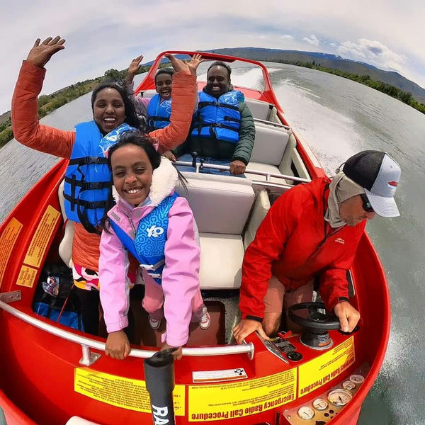 red boat from the top