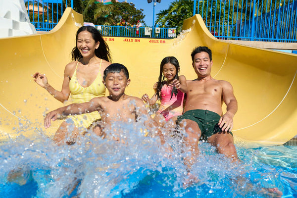 family outside of waterpark
