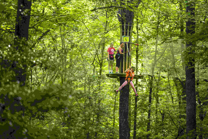 family-zip-lining-in-the-woods-together