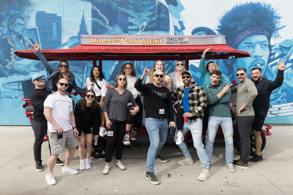 group pic with party bike