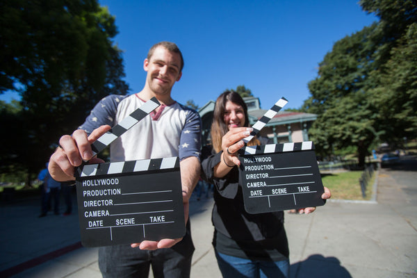group with boston skyline