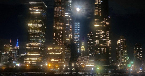 kayaker with skyline