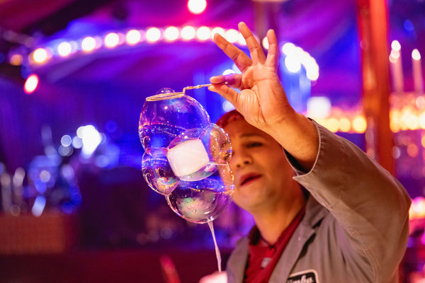 Performer with bubbles