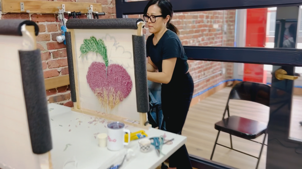 group of friends rug tufting