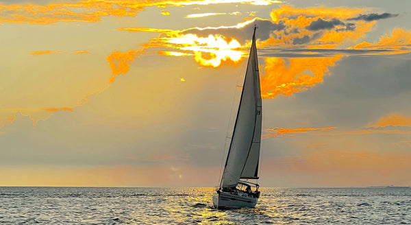 sailboat on chesapeake bay at sunset