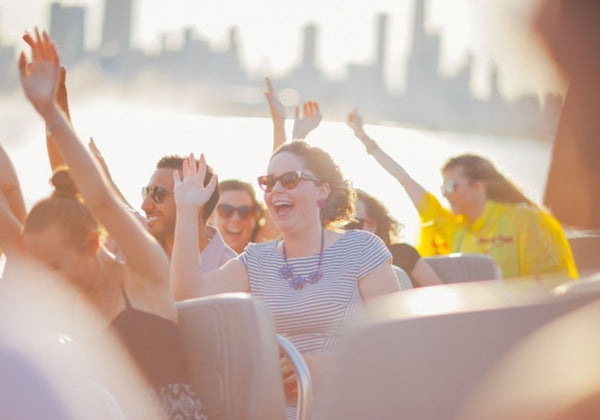 mega speed boat in lake michigane