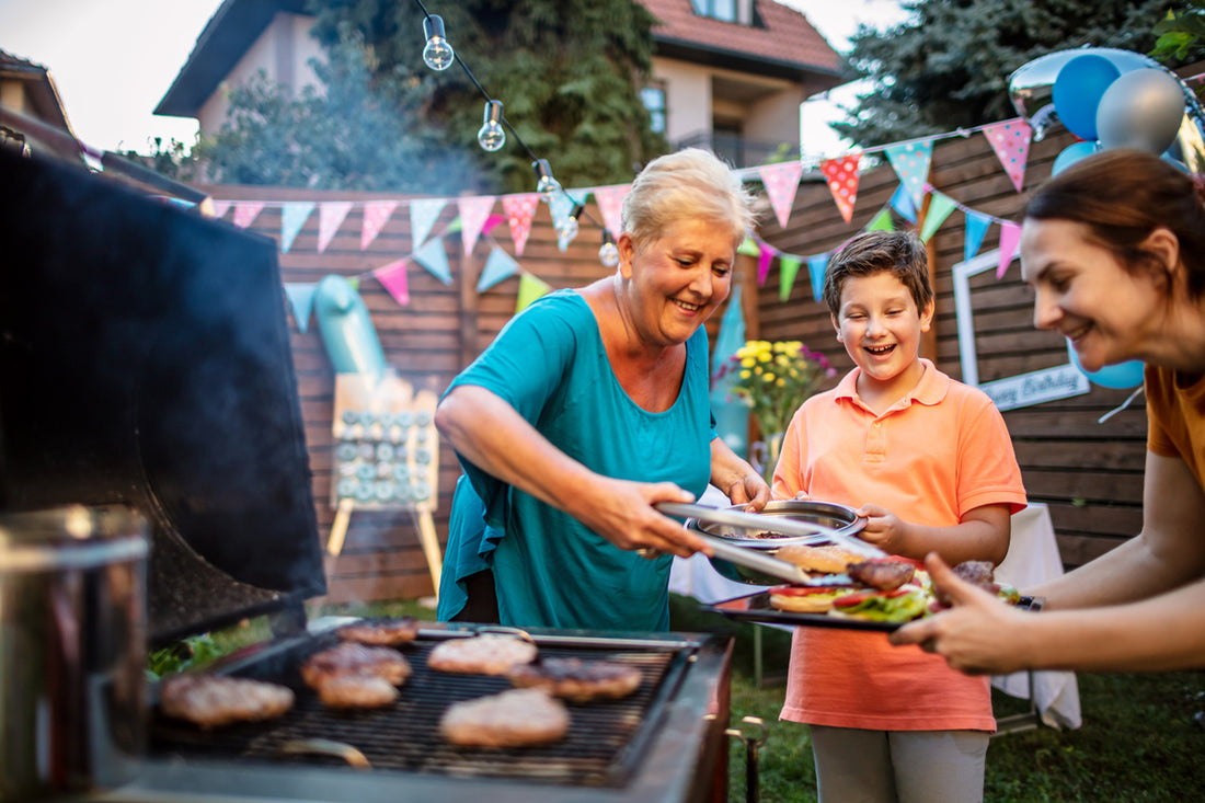 family celebrating at a birthday bbq