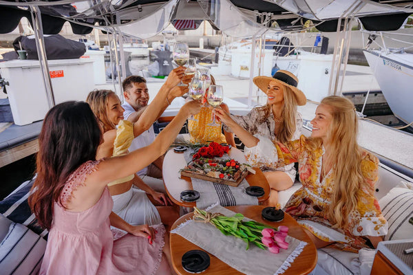 friends on a luxury boat cruise