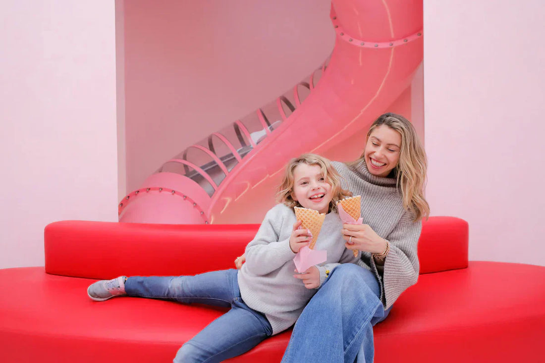 mom and daughter at museum of ice cream