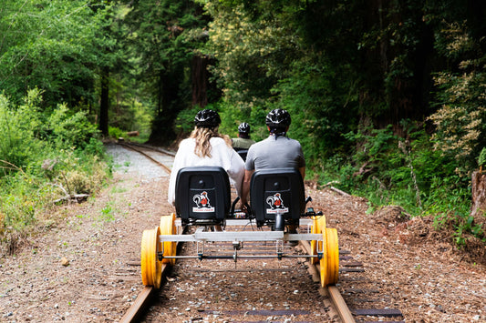 2 couples on railbikes