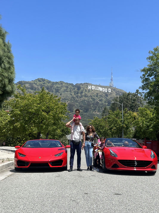 2 ferraris with hollywood sing