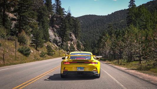 Back of yellow supercar