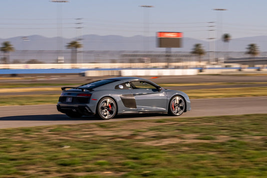 Yellow Audi on track