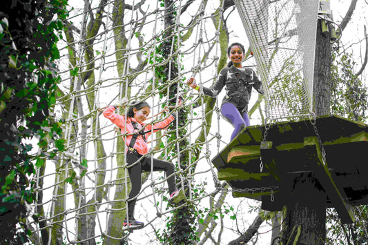 Girls on rope course