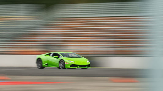 Green Lamborghini on track