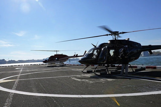 Helicopter prepping for takeoff