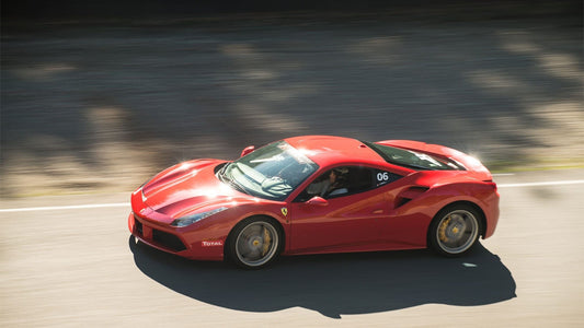 Red Ferrari on track