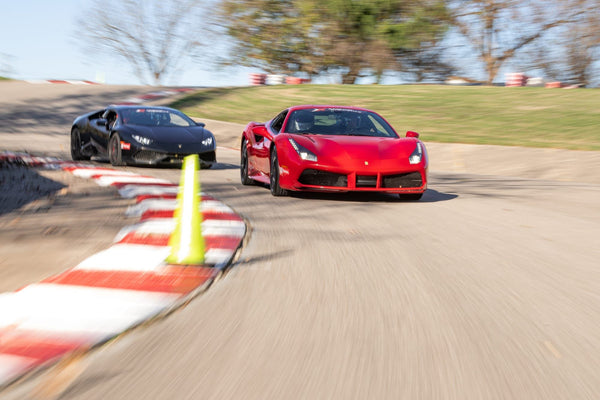 Red supercar on track