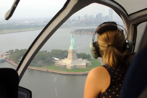 Woman on helicopter tour