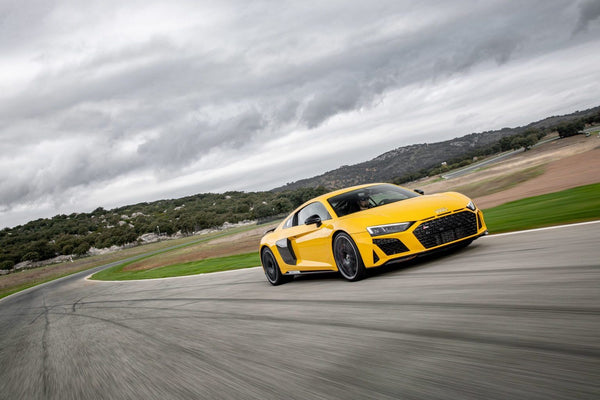Yellow Audi on track