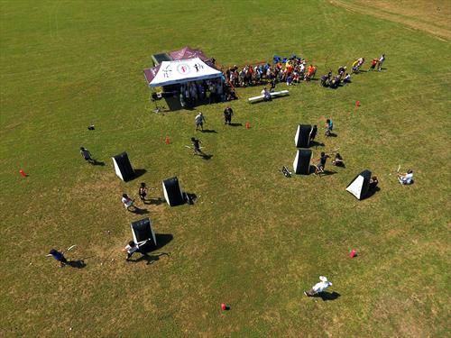 playing archery tag