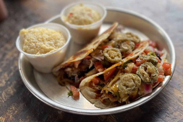 bbq tacos with fried ocra