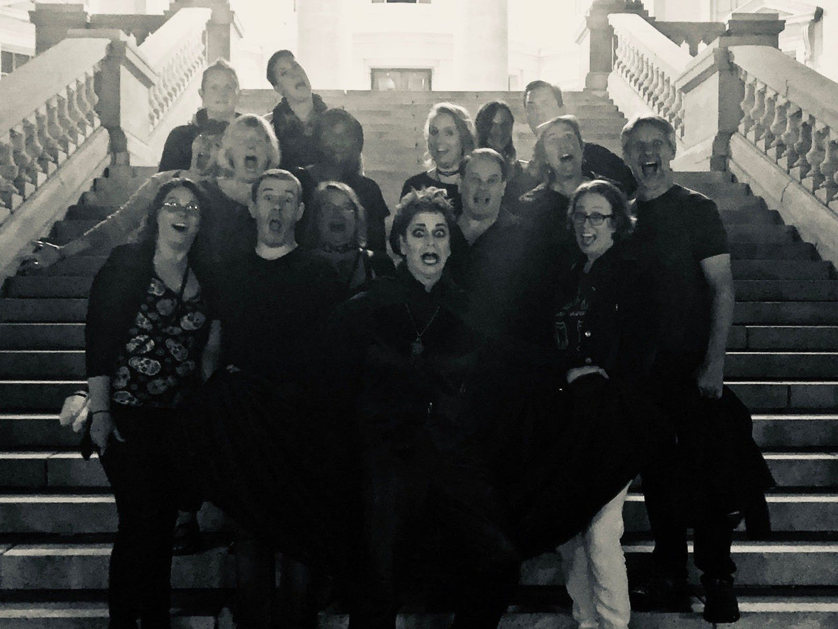 black-and-white-photo-of-people-acting-scared