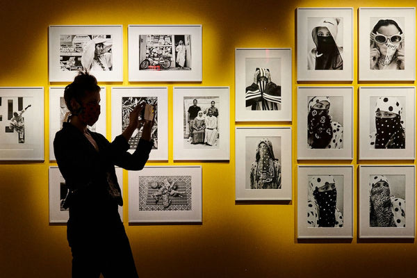 Black and white photo wall