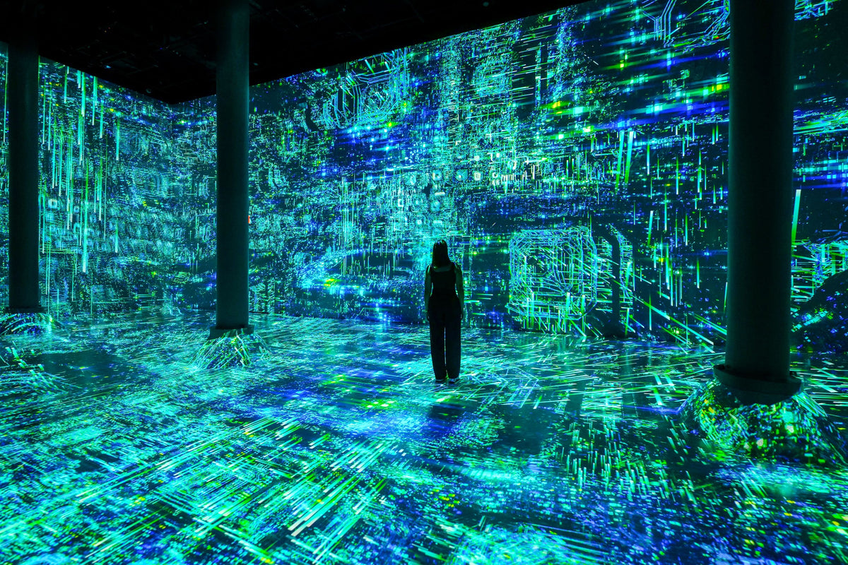 blue-green-lit-room