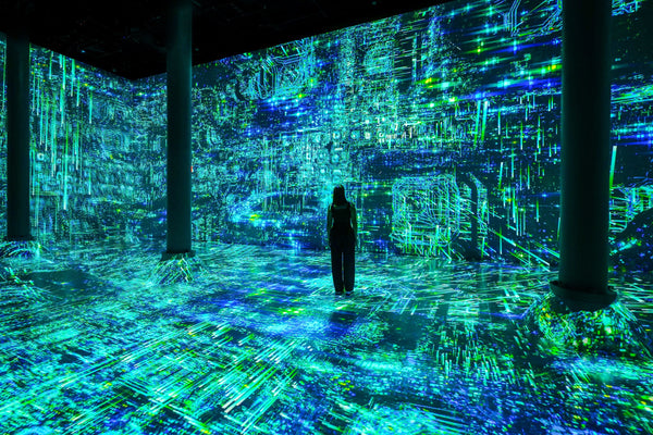 blue-green-lit-room