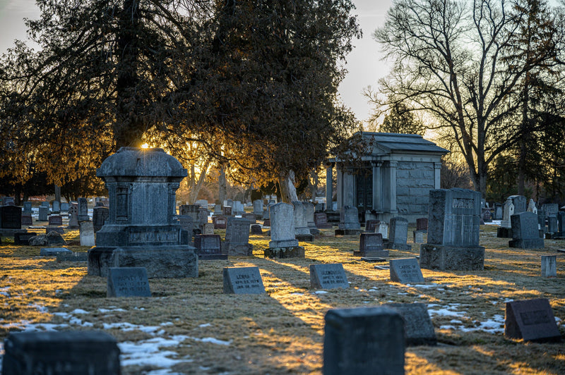 cemetary at dusk
