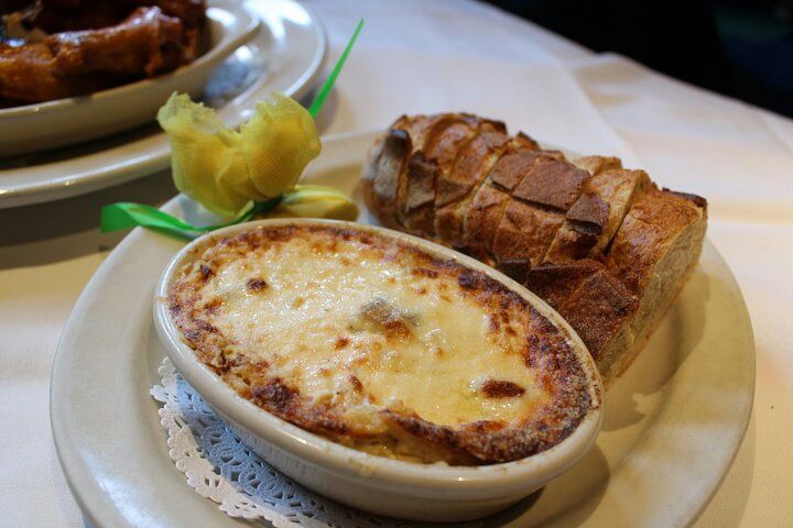cheesy meal and bread