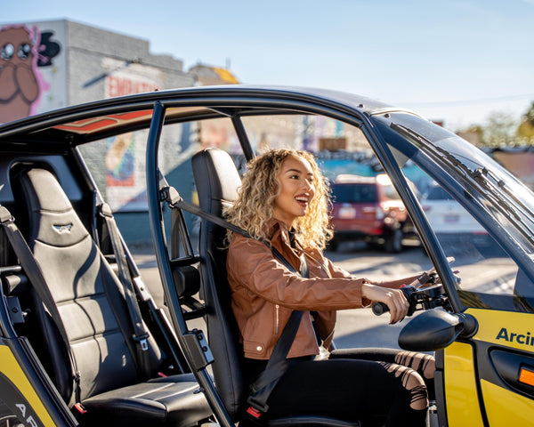 close up driving gocar