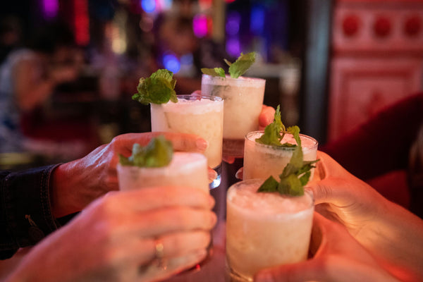 close up of drinks cheers