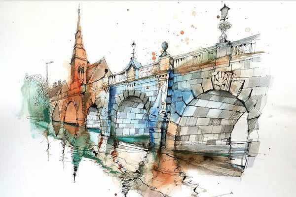 colorful sketch of a bridge