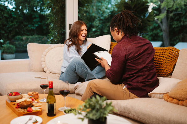 couple drawing each other