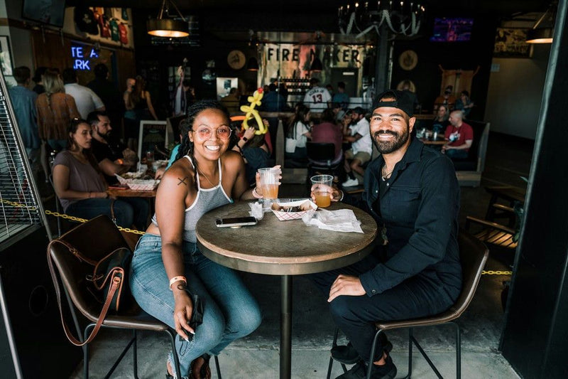 Couple having beer