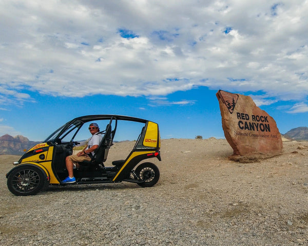 Driving at red rock canyon