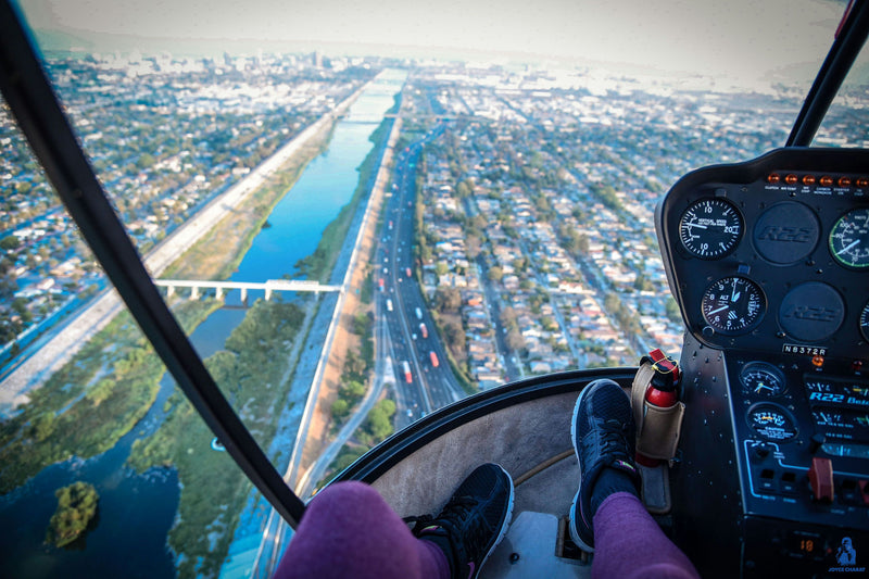 enjoying the views from the helicopter