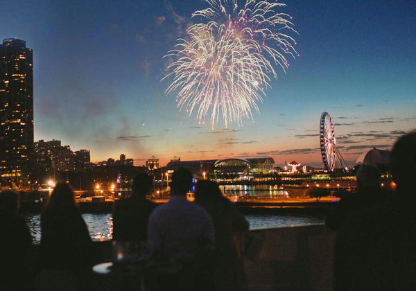fireworks over chicago on boat