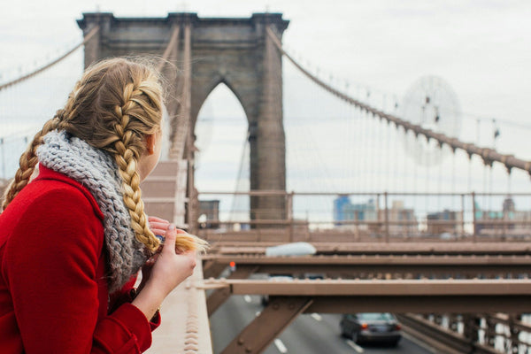 Girl looks at bridge