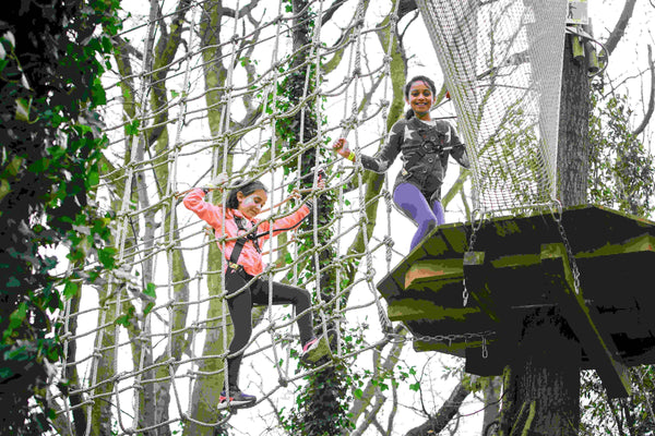 Girls on rope course