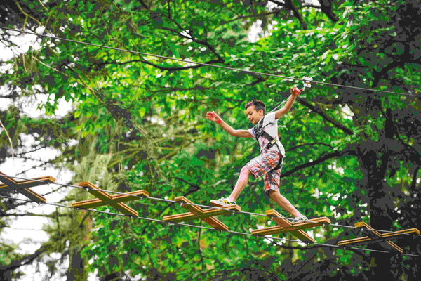 Girls on rope course