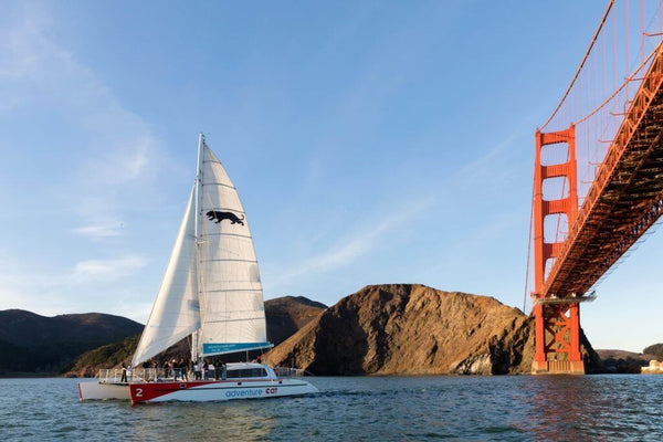 golden gate bridge and Adventure-Cat boat