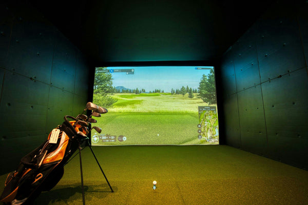 golf screen and clubs