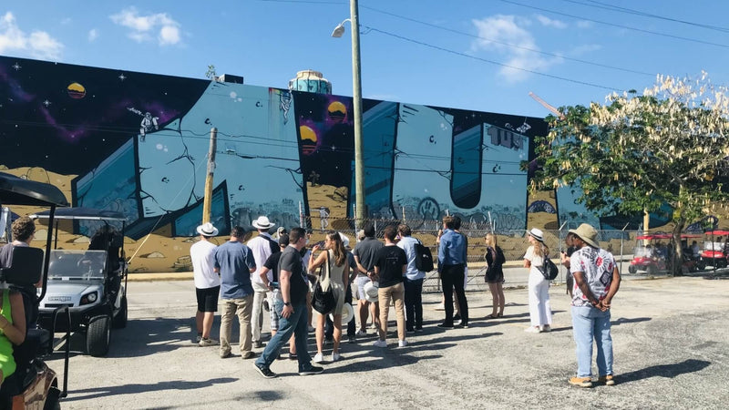 group-admiring-a-mural-on-an-art-tour