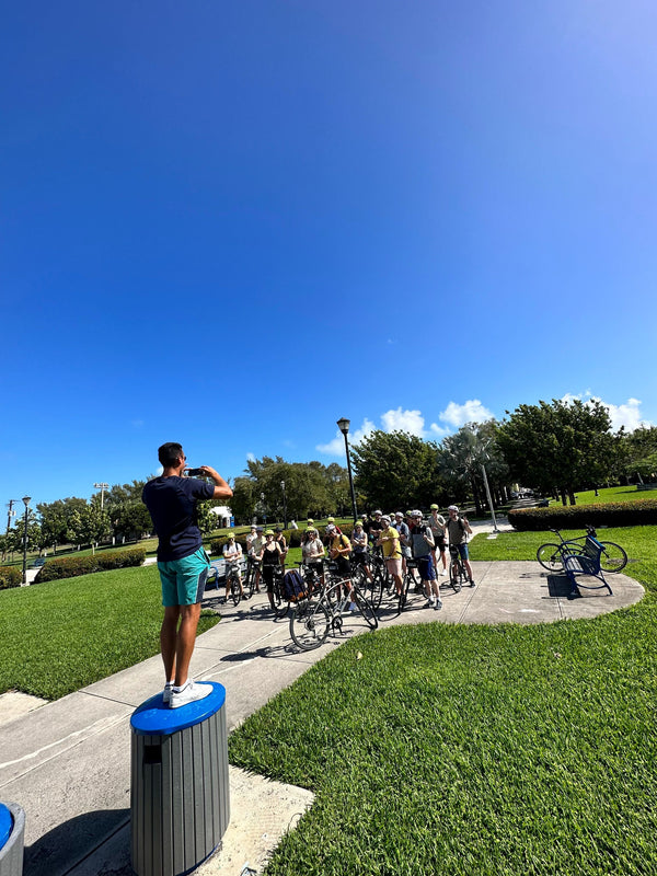 group photo of bike tour