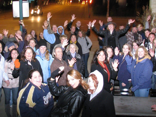 group photo of people waving